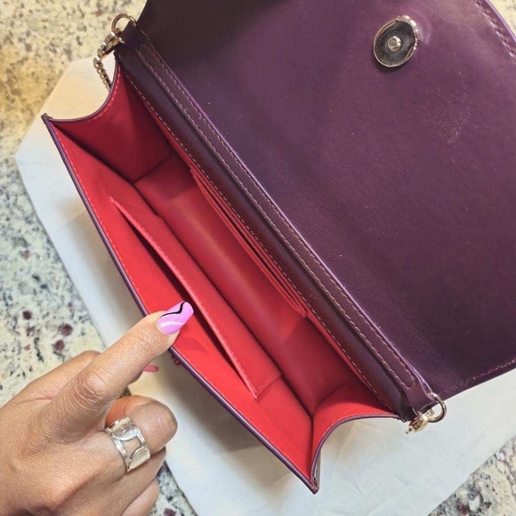 NEW Christian Louboutin Loubi54 Shoulder Bag in Merlot Patent Snake Embossed - Picture 10 of 13